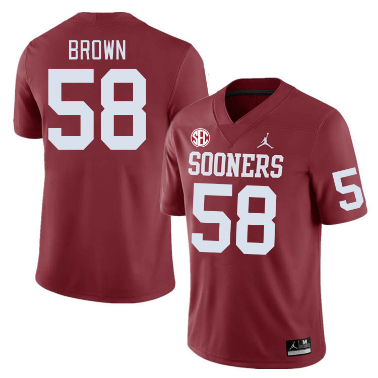 #58 Spencer Brown Oklahoma Sooners 2024 SEC Conference College Football Jerseys-Crimson